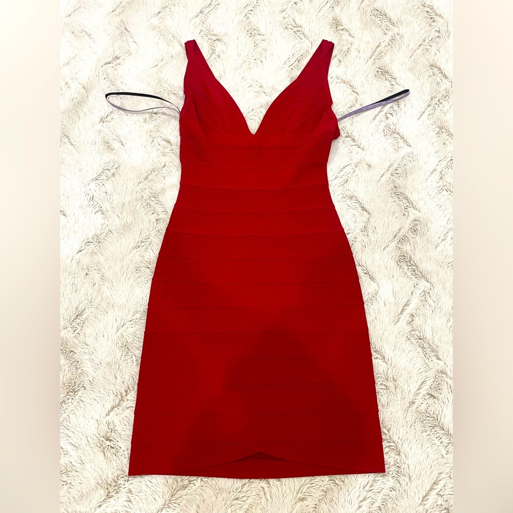 Herve Leger Red Bandage Dress, Size S
